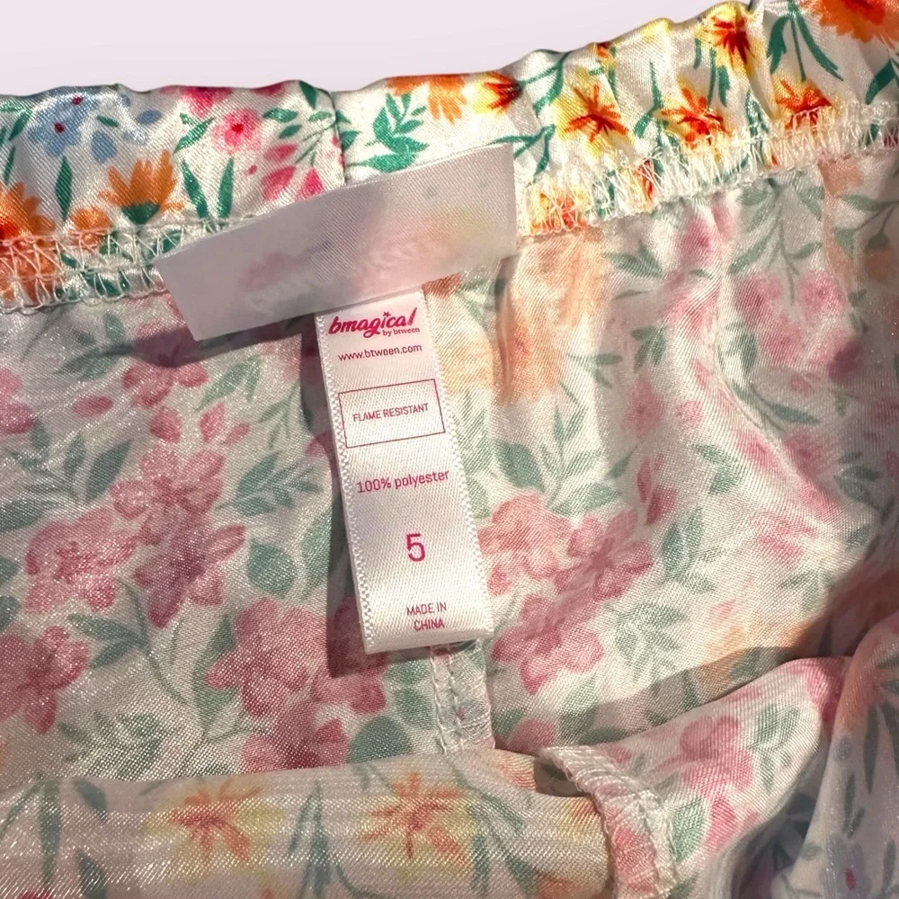 Bmagical By btween Girls Multicolor Ruffle Floral Kids Pajama Set Size 5